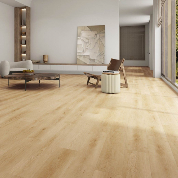 Vinyl flooring American Maple from eTERRA White Collection – water-resistant planks with a natural maple wood-look, ideal for modern and cozy interiors.