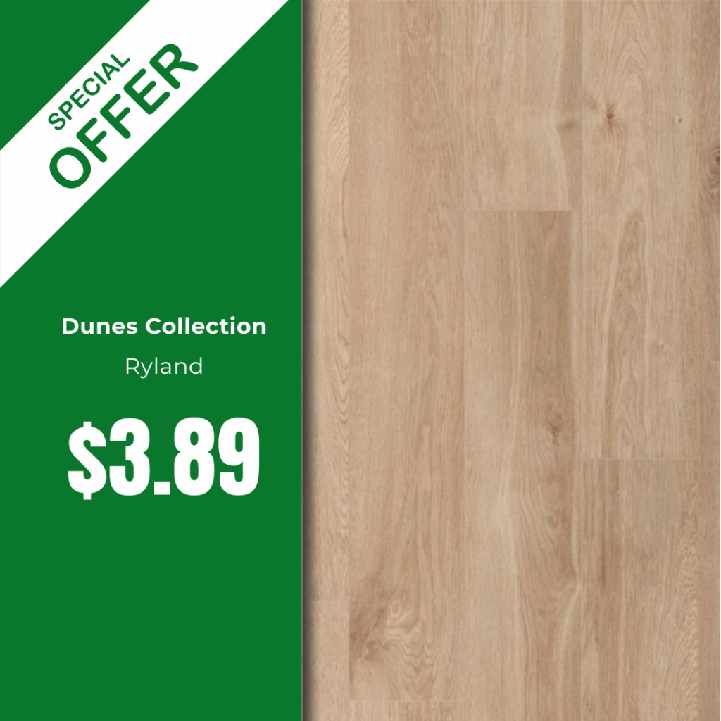 Ryland laminate flooring – budget-friendly, water-resistant planks with a natural wood-look finish, available at a discounted price for home or office upgrades